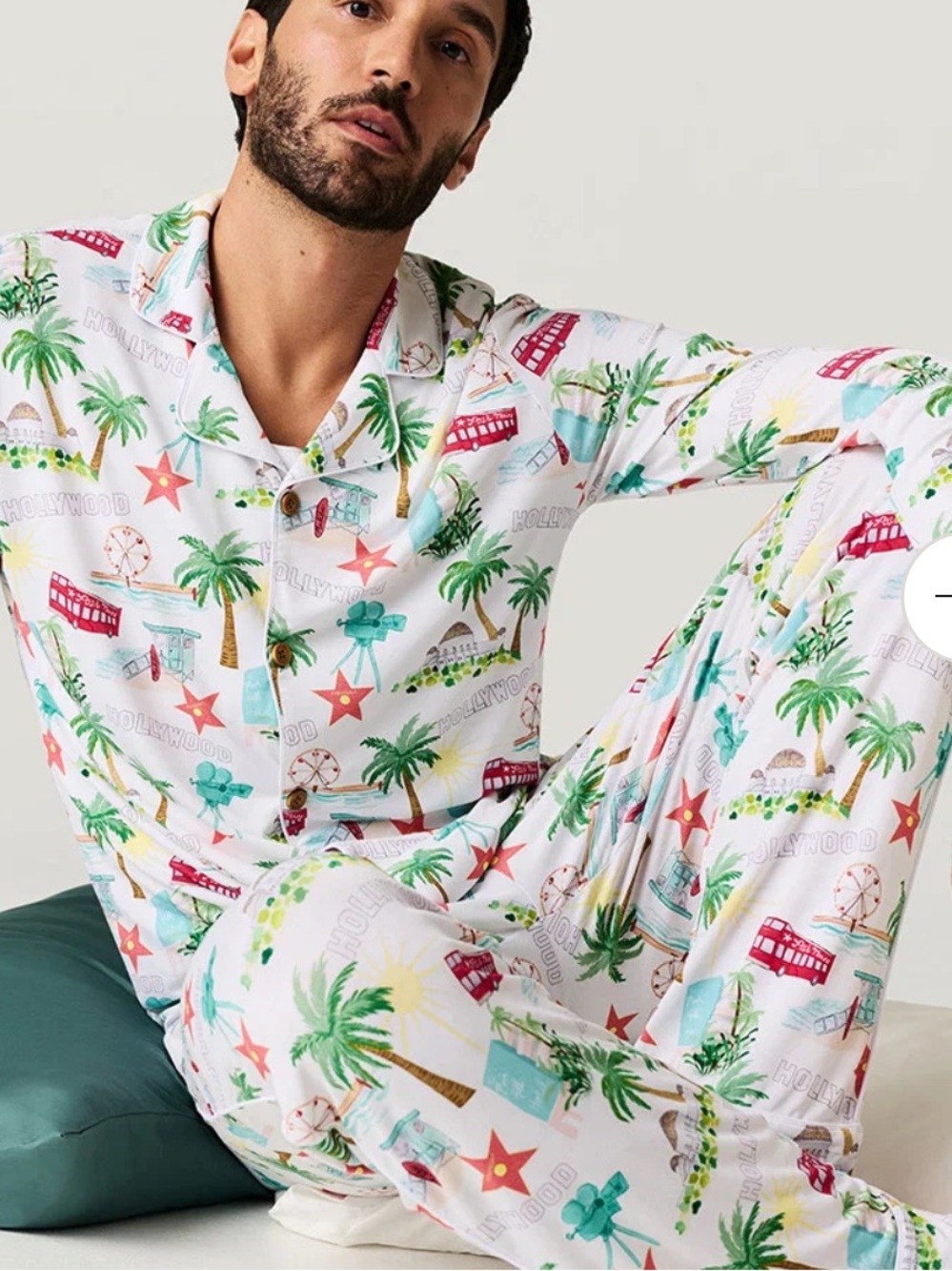 Posh Peanut Los Angeles Men Lux Tropical Print Pajama Set